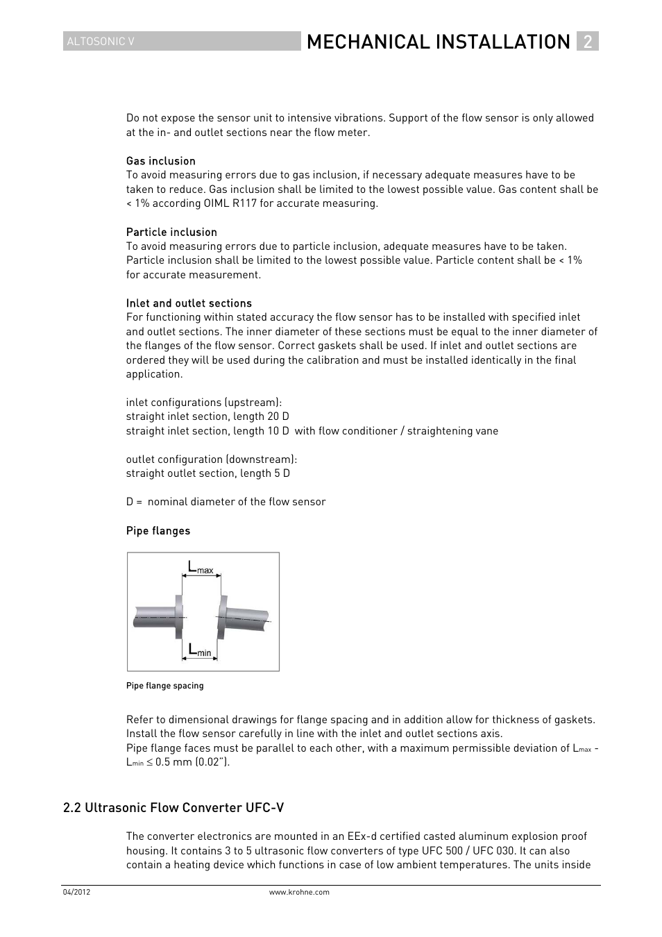 Mechanical installation | KROHNE ALTOSONIC V Installation EN User Manual | Page 11 / 31