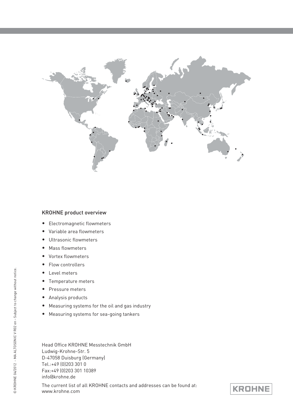 KROHNE ALTOSONIC V Installation EN User Manual | Page 31 / 31