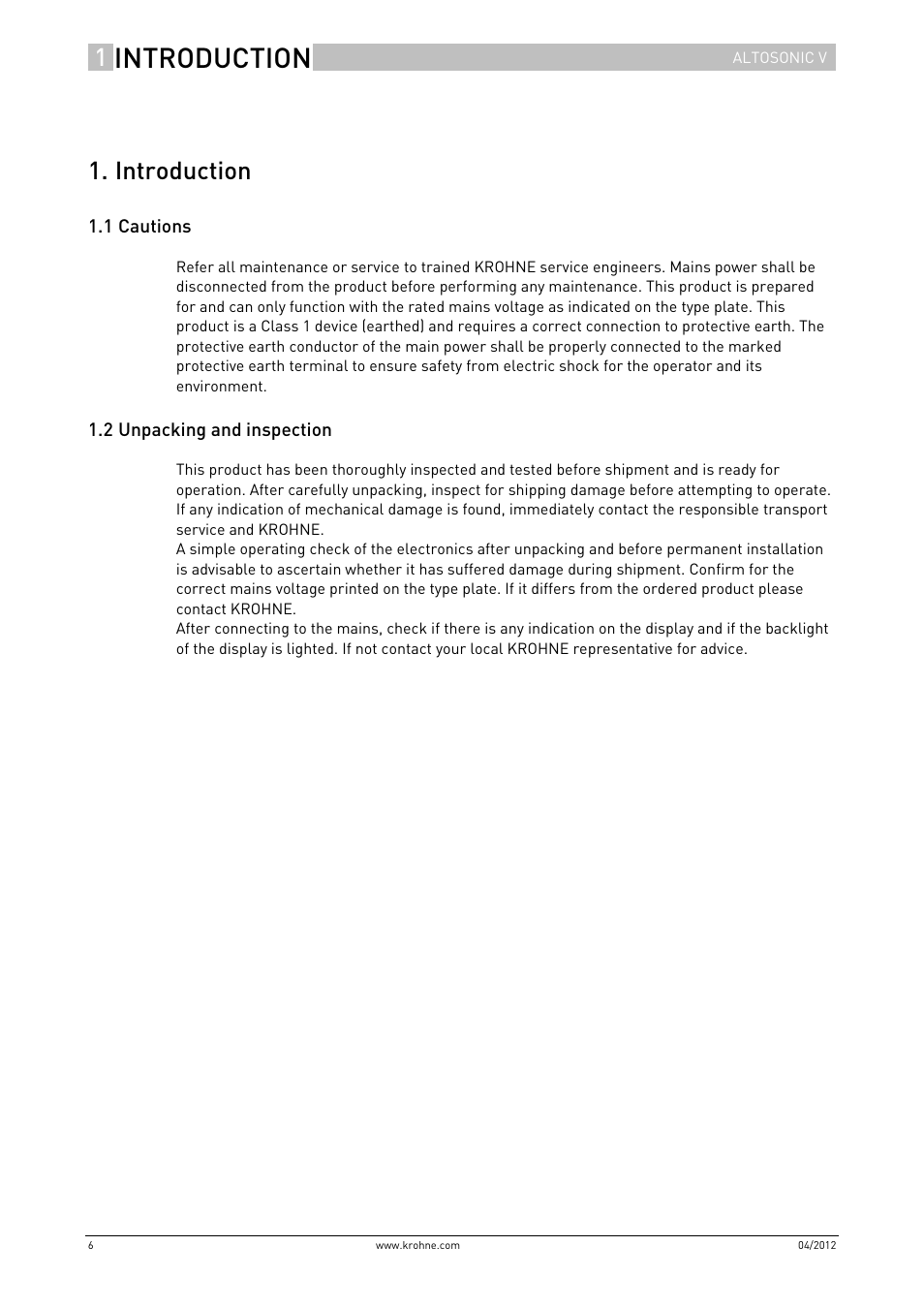 Introduction | KROHNE ALTOSONIC V Installation EN User Manual | Page 6 / 31