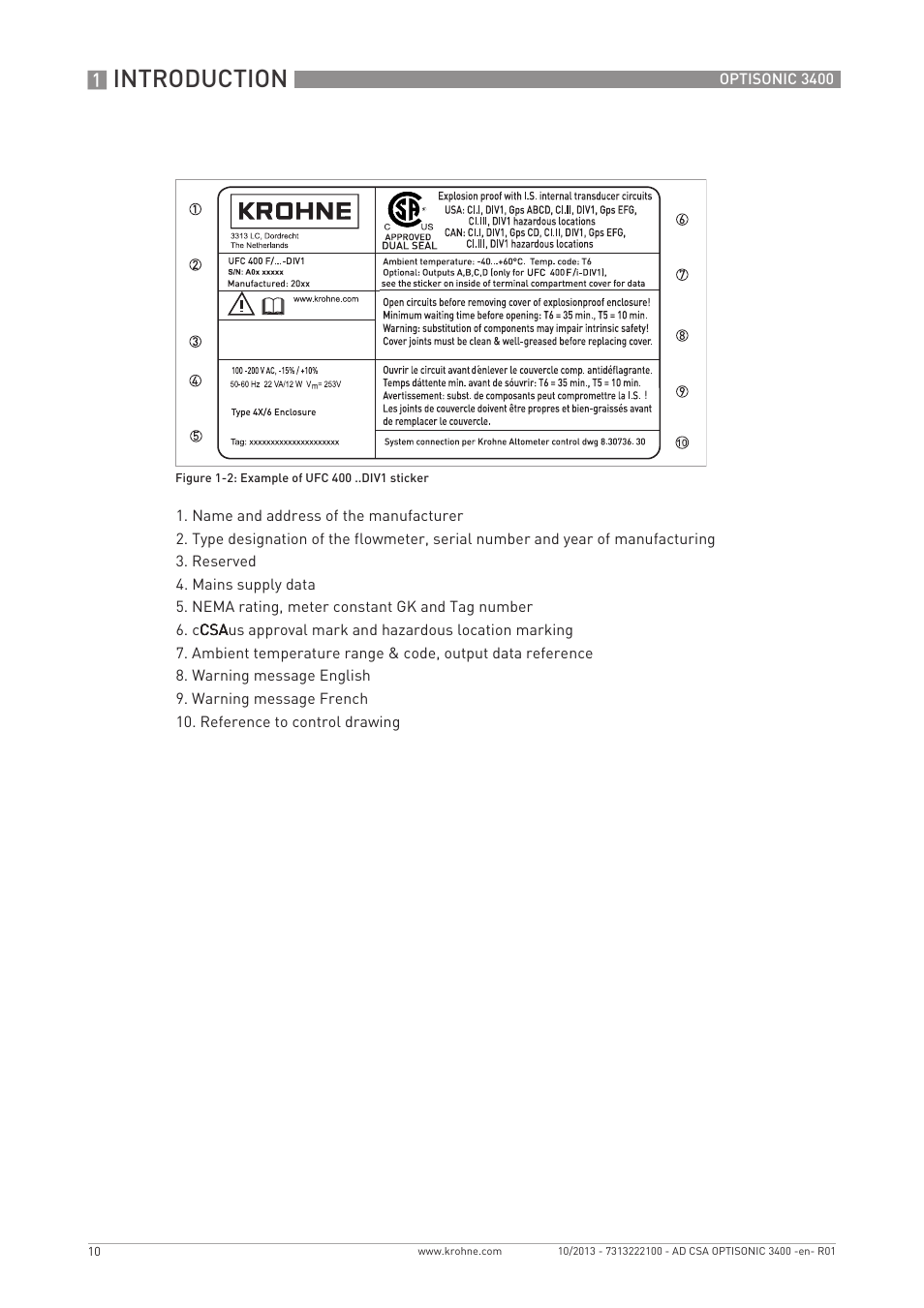 Introduction | KROHNE OPTISONIC 3400 CSA EN User Manual | Page 10 / 32