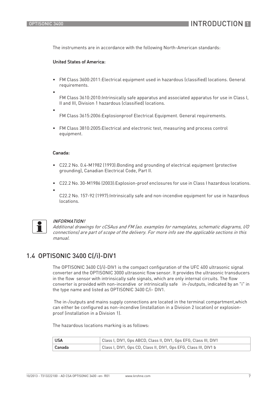 Introduction | KROHNE OPTISONIC 3400 CSA EN User Manual | Page 7 / 32