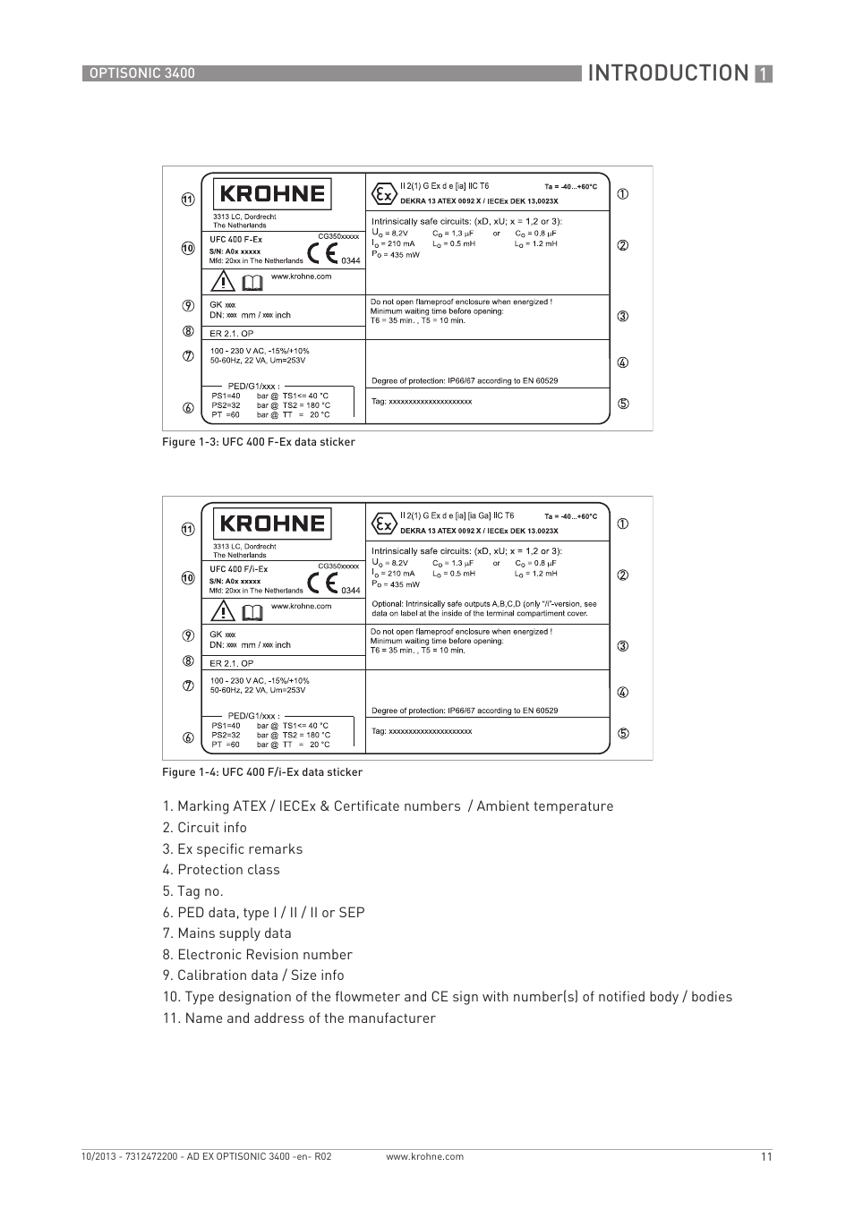 Introduction | KROHNE OPTISONIC 3400 Ex EN User Manual | Page 11 / 36