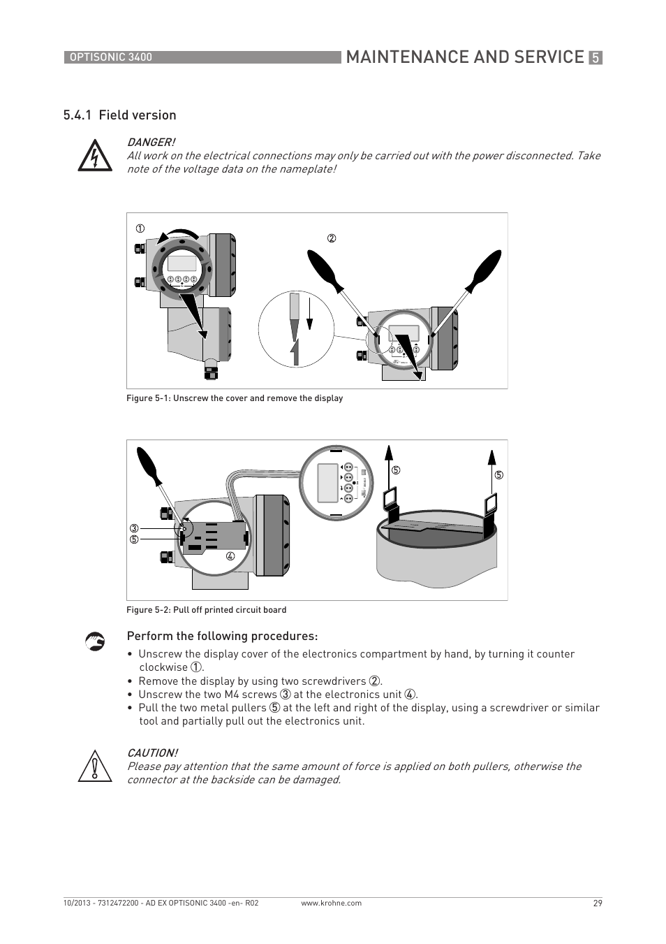 Maintenance and service, 1 field version | KROHNE OPTISONIC 3400 Ex EN User Manual | Page 29 / 36