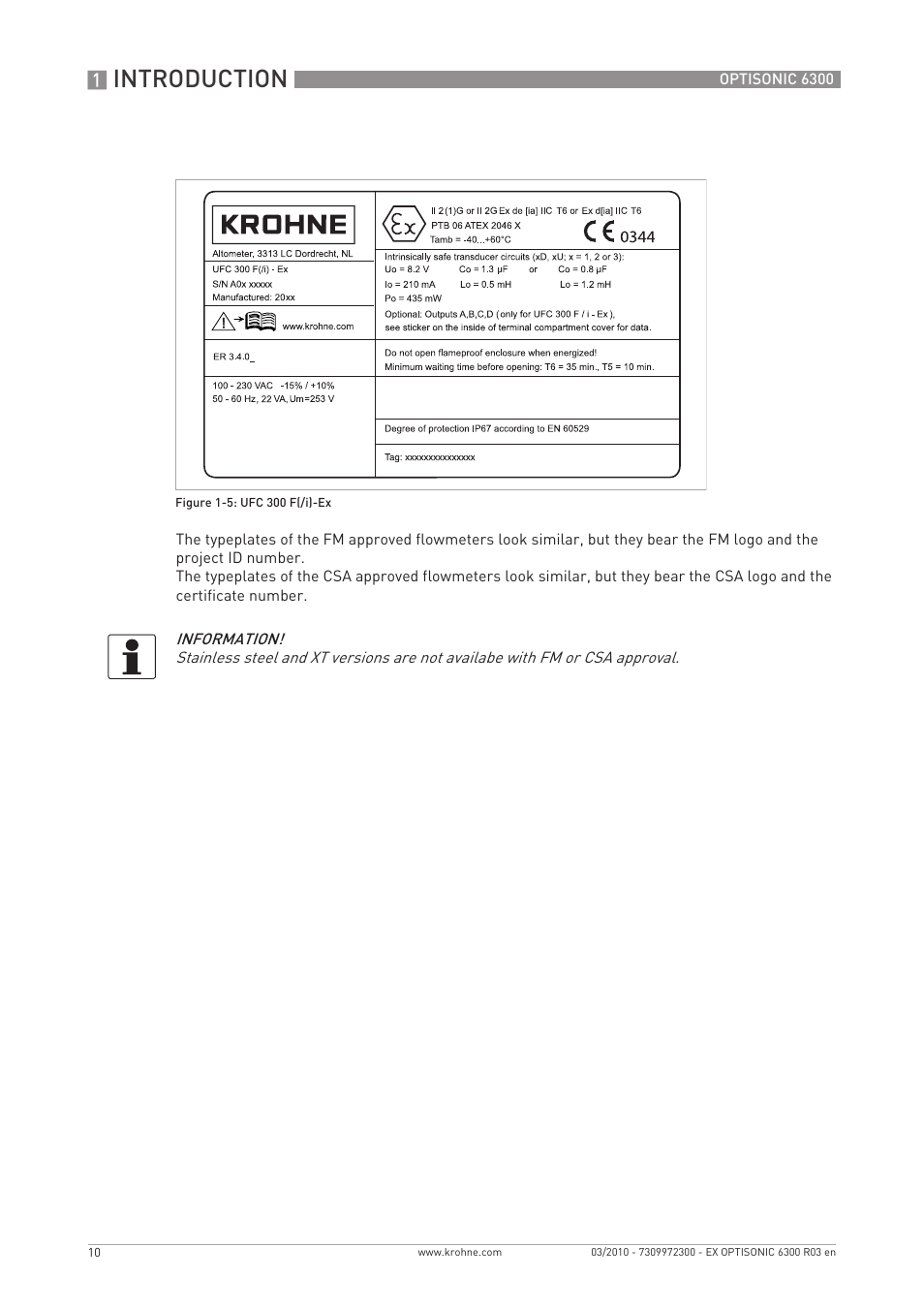 Introduction | KROHNE OPTISONIC 6300 EEx EN User Manual | Page 10 / 28