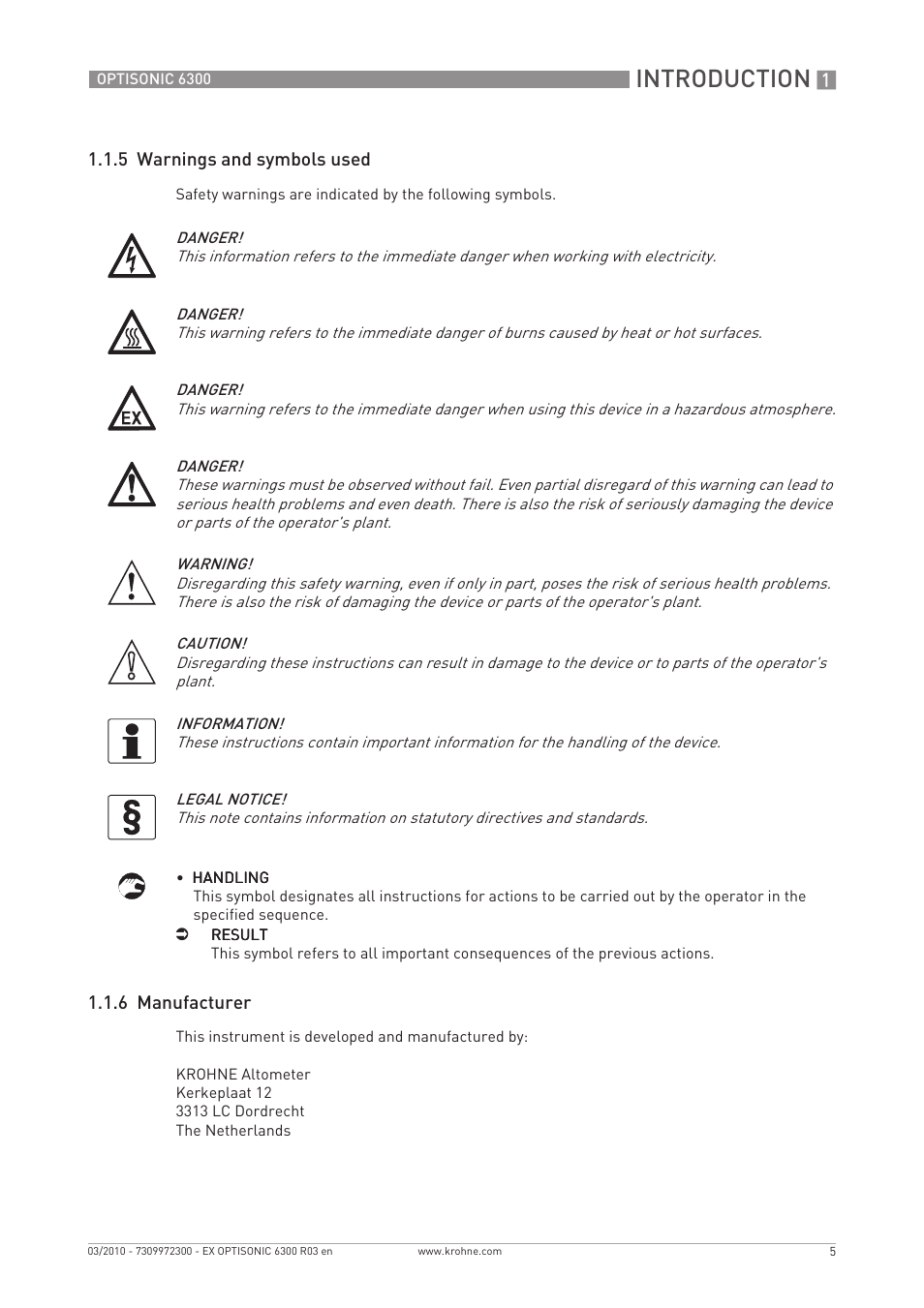 Introduction | KROHNE OPTISONIC 6300 EEx EN User Manual | Page 5 / 28