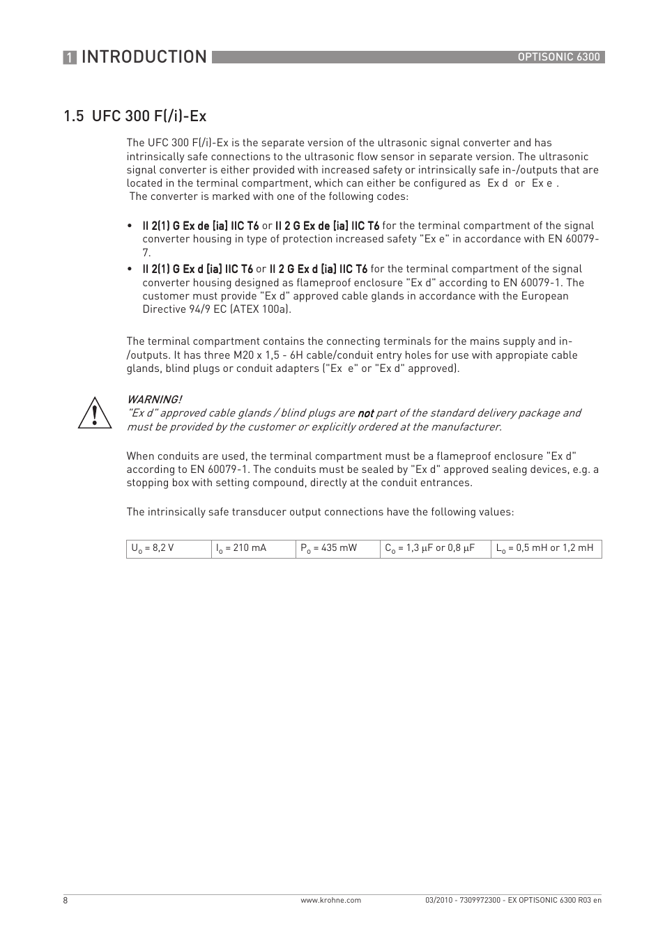 Introduction, 5 ufc 300 f(/i)-ex | KROHNE OPTISONIC 6300 EEx EN User Manual | Page 8 / 28