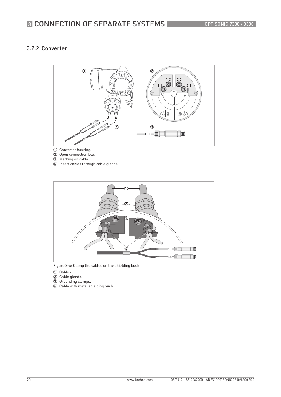 Connection of separate systems, 2 converter | KROHNE OPTISONIC 7300 Ex EN User Manual | Page 20 / 36