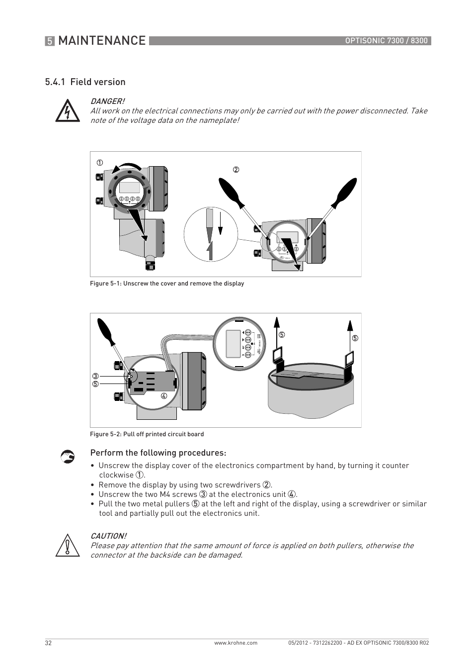 Maintenance, 1 field version | KROHNE OPTISONIC 7300 Ex EN User Manual | Page 32 / 36