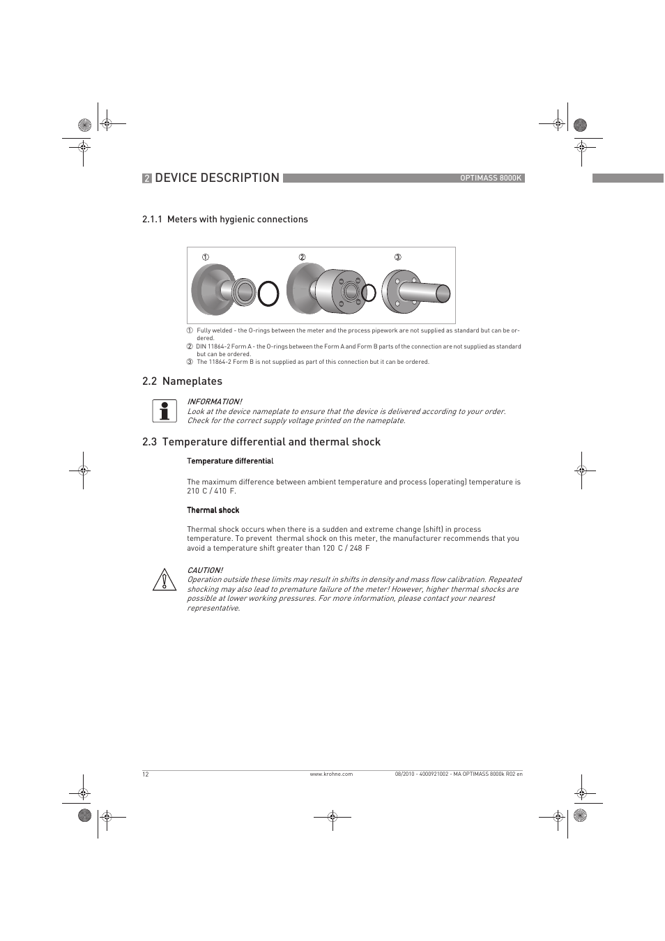 Device description | KROHNE OPTIMASS 8000K EN User Manual | Page 12 / 48