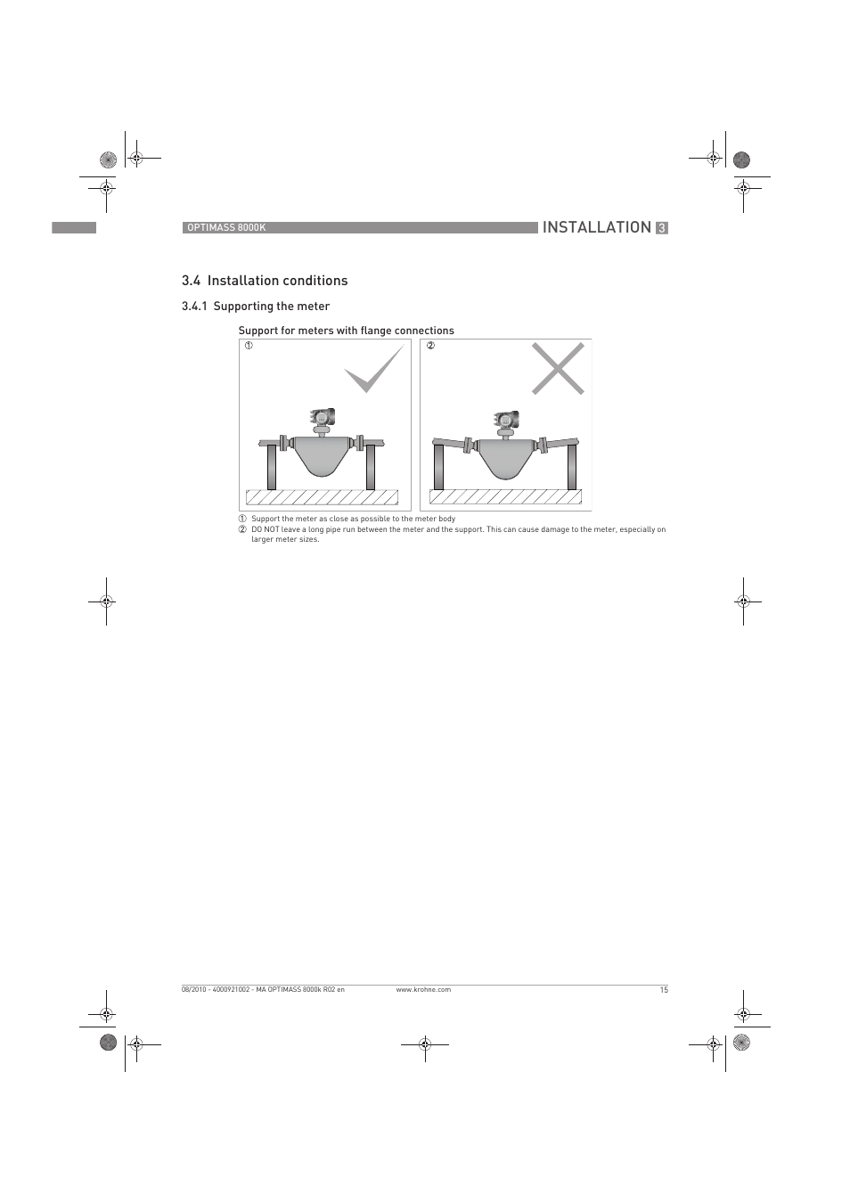 Installation, 4 installation conditions | KROHNE OPTIMASS 8000K EN User Manual | Page 15 / 48