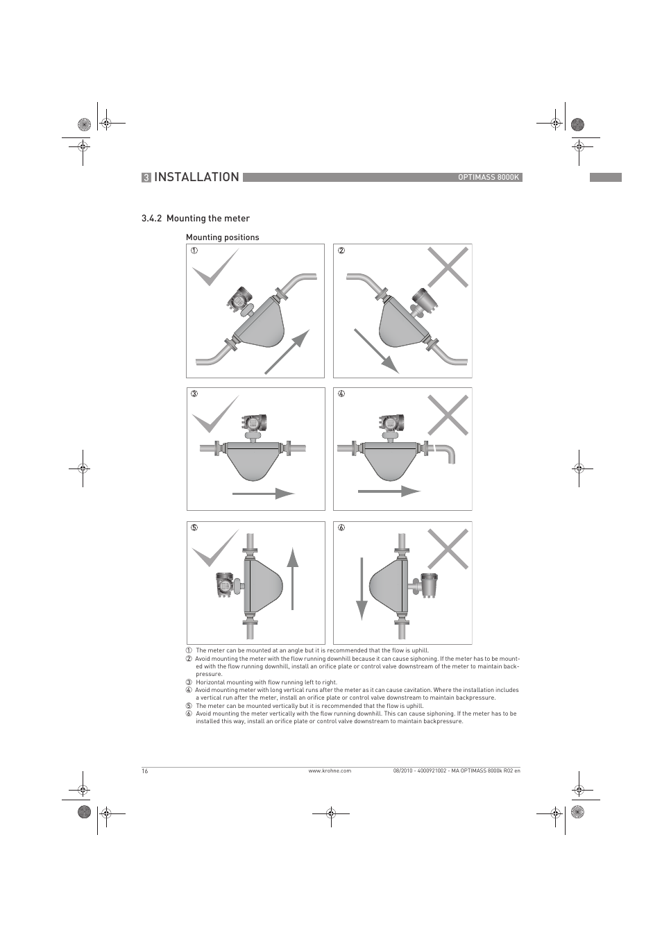 Installation | KROHNE OPTIMASS 8000K EN User Manual | Page 16 / 48