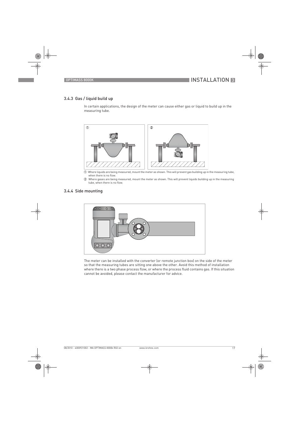 Installation | KROHNE OPTIMASS 8000K EN User Manual | Page 17 / 48