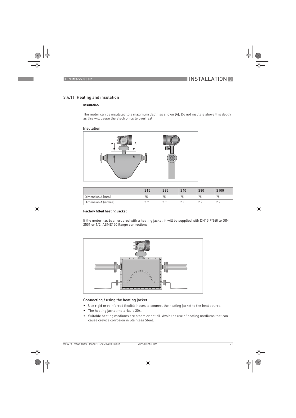 Installation | KROHNE OPTIMASS 8000K EN User Manual | Page 21 / 48
