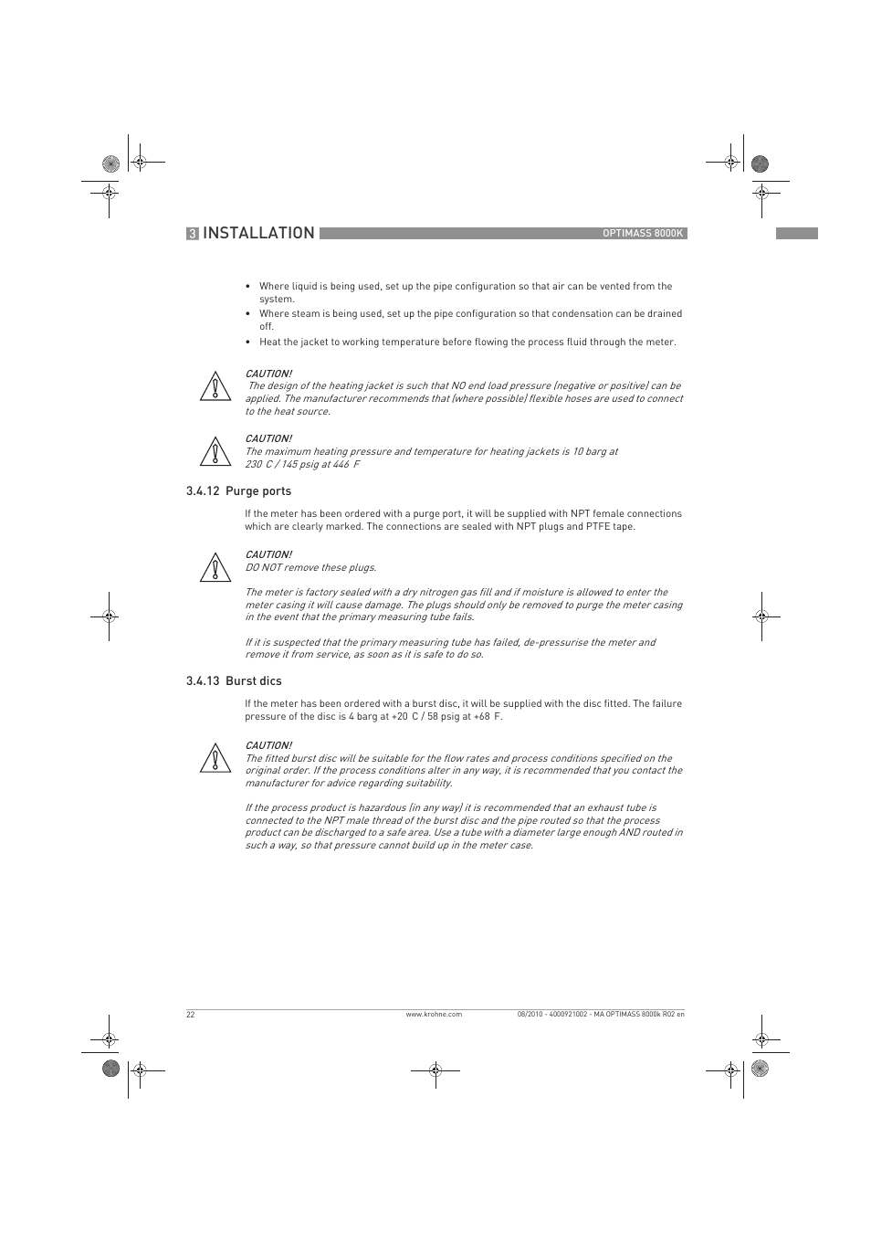 Installation | KROHNE OPTIMASS 8000K EN User Manual | Page 22 / 48