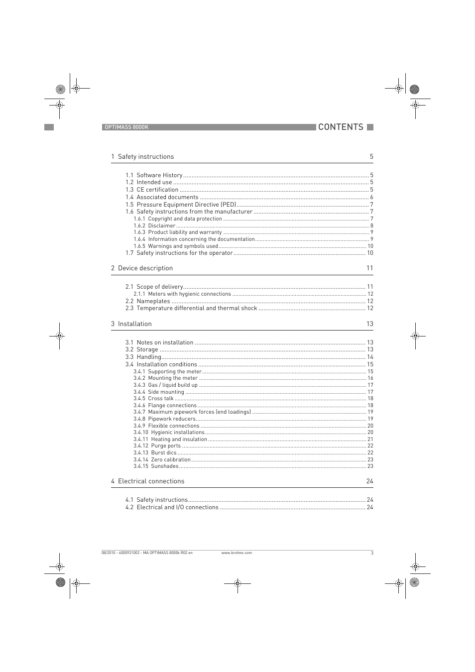 KROHNE OPTIMASS 8000K EN User Manual | Page 3 / 48