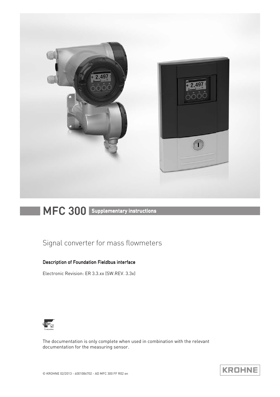 KROHNE MFC 300 FOUNDATION FIELDBUS EN User Manual | 60 pages