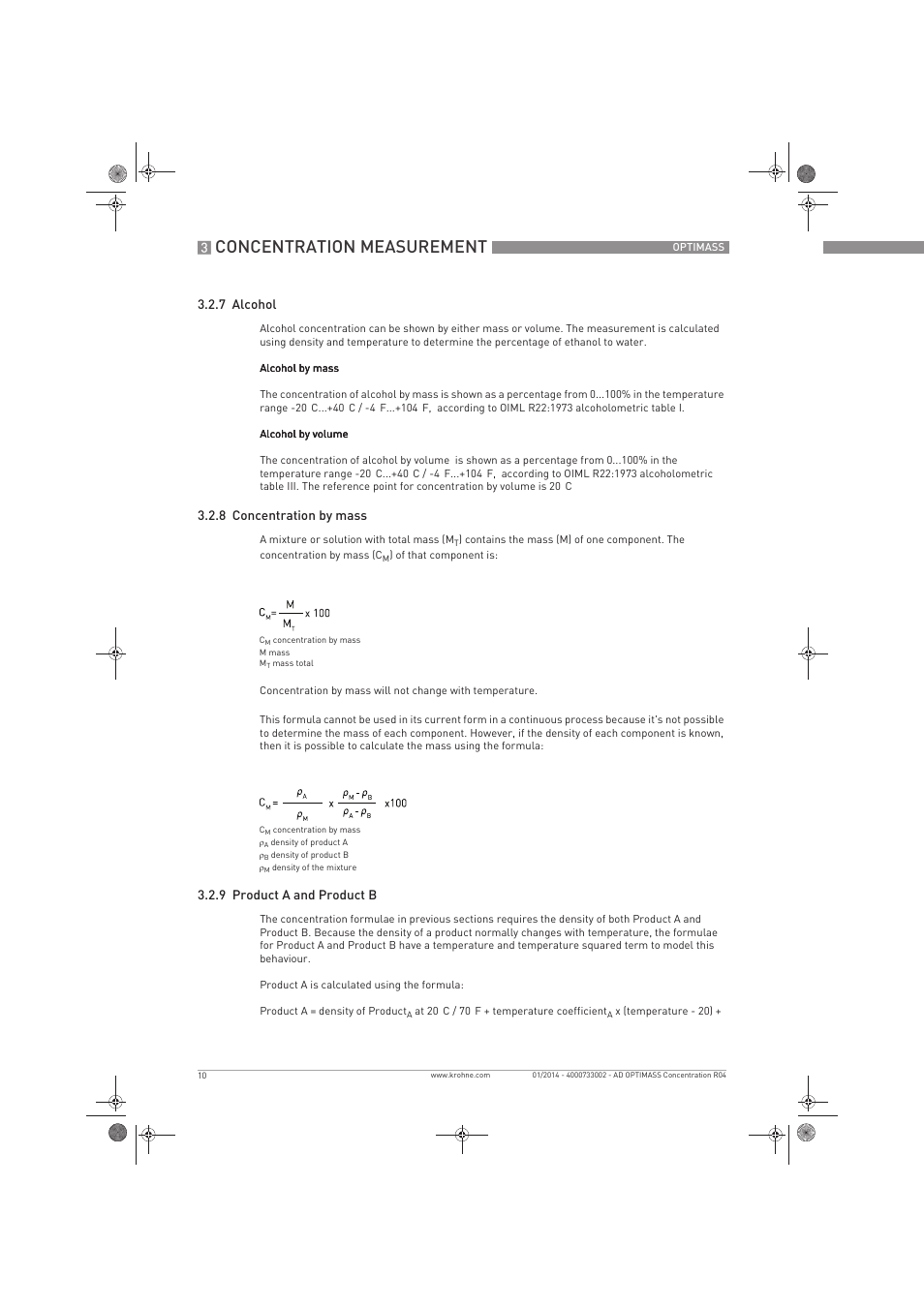 Concentration measurement | KROHNE OPTIMASS Sensors Concentration Measurement EN User Manual | Page 10 / 16
