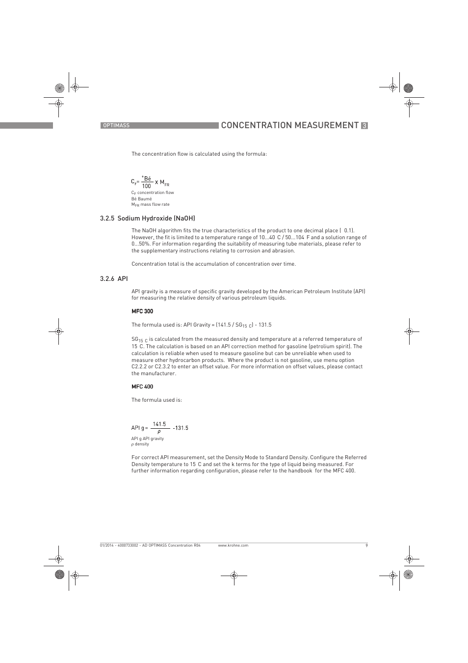 Concentration measurement | KROHNE OPTIMASS Sensors Concentration Measurement EN User Manual | Page 9 / 16