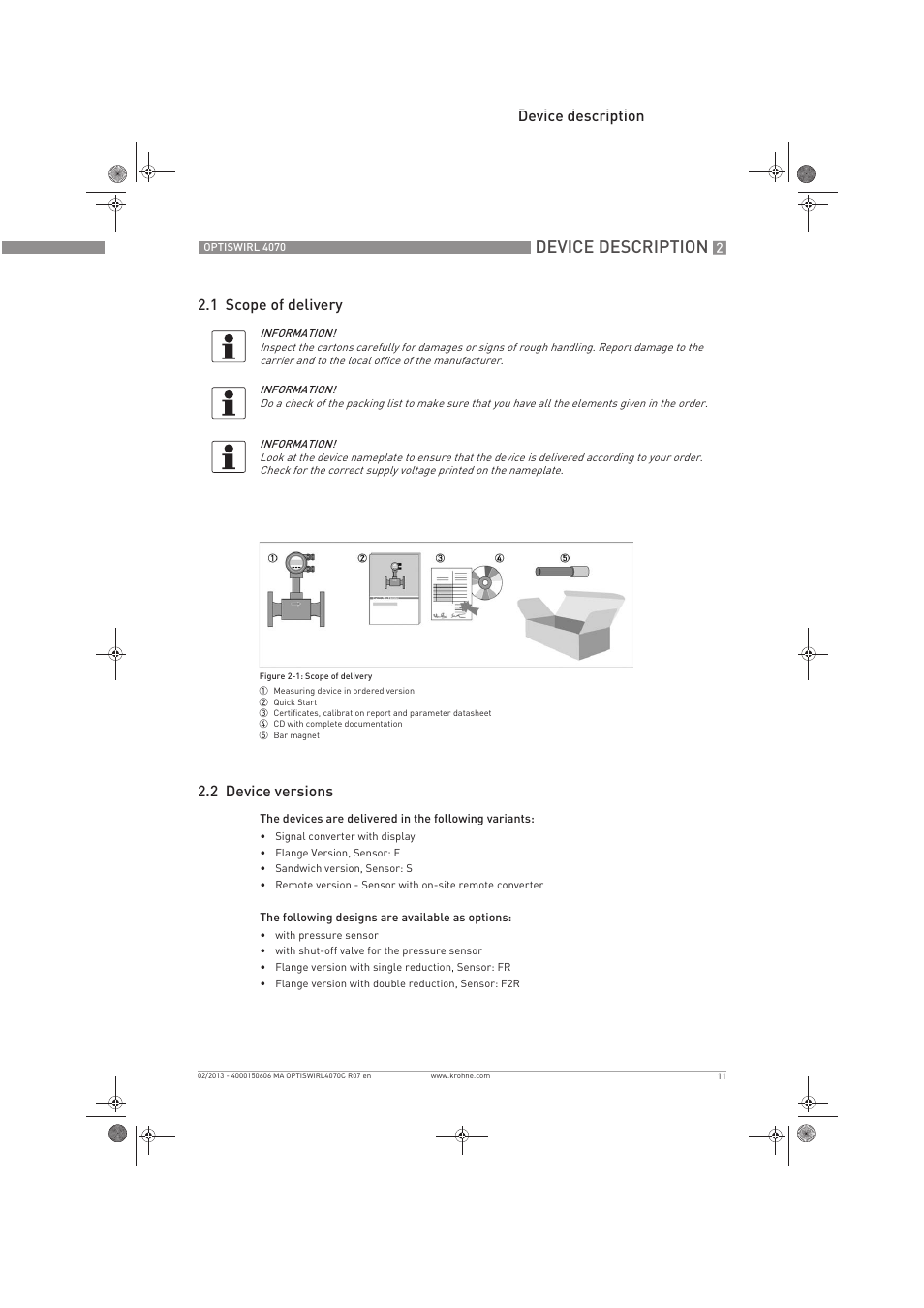 Device description | KROHNE OPTISWIRL 4070 EN User Manual | Page 11 / 84