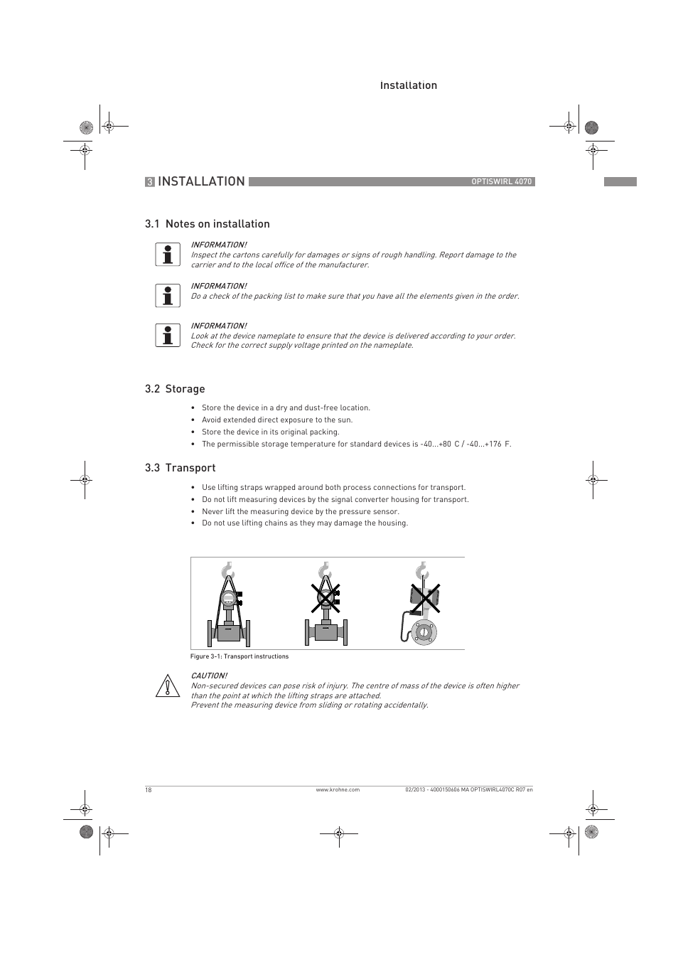 Installation | KROHNE OPTISWIRL 4070 EN User Manual | Page 18 / 84