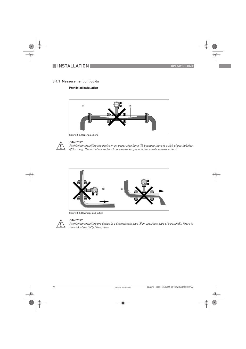 Installation | KROHNE OPTISWIRL 4070 EN User Manual | Page 20 / 84