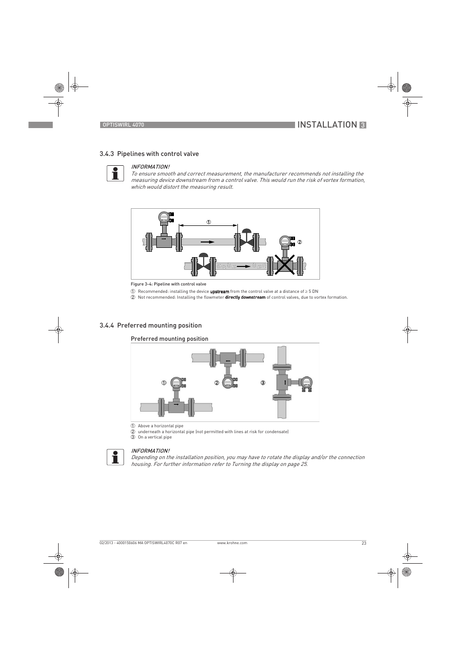 Installation | KROHNE OPTISWIRL 4070 EN User Manual | Page 23 / 84
