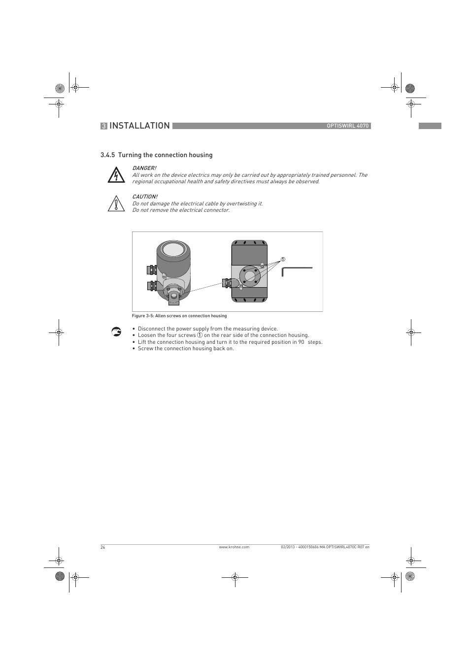 Installation | KROHNE OPTISWIRL 4070 EN User Manual | Page 24 / 84
