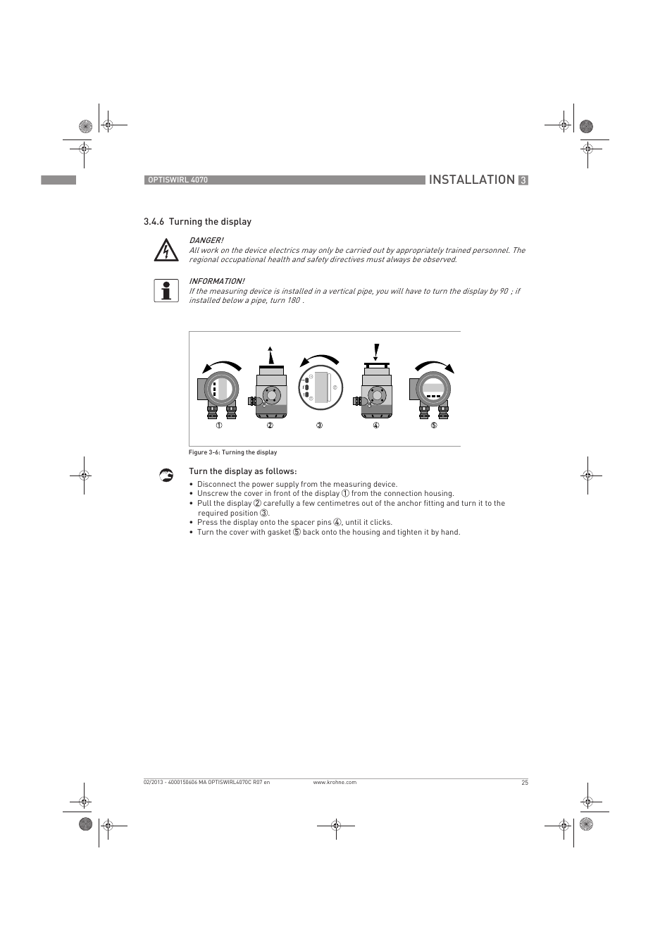 Installation | KROHNE OPTISWIRL 4070 EN User Manual | Page 25 / 84