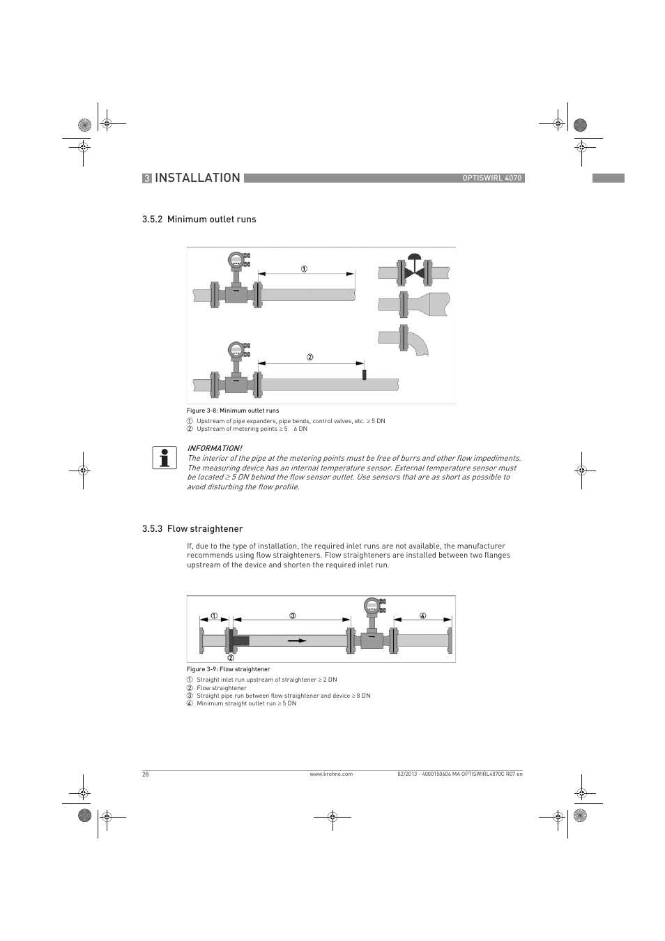 Installation | KROHNE OPTISWIRL 4070 EN User Manual | Page 28 / 84