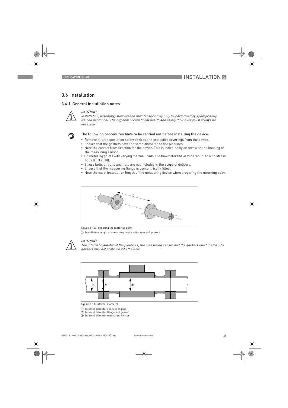 Installation, 6 installation | KROHNE OPTISWIRL 4070 EN User Manual | Page 29 / 84