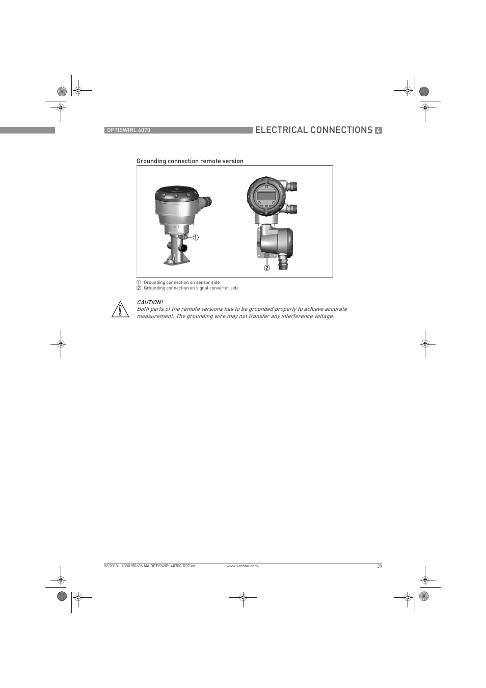 Electrical connections | KROHNE OPTISWIRL 4070 EN User Manual | Page 39 / 84