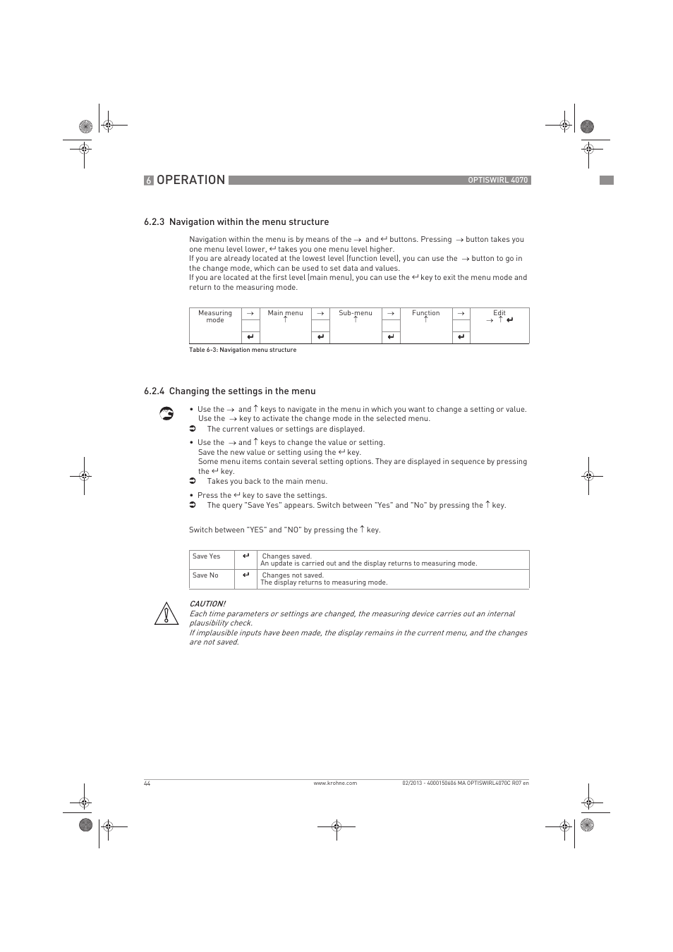 Operation | KROHNE OPTISWIRL 4070 EN User Manual | Page 44 / 84