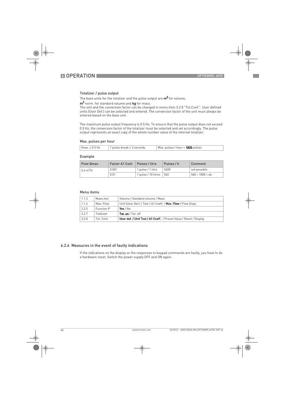 Operation | KROHNE OPTISWIRL 4070 EN User Manual | Page 46 / 84