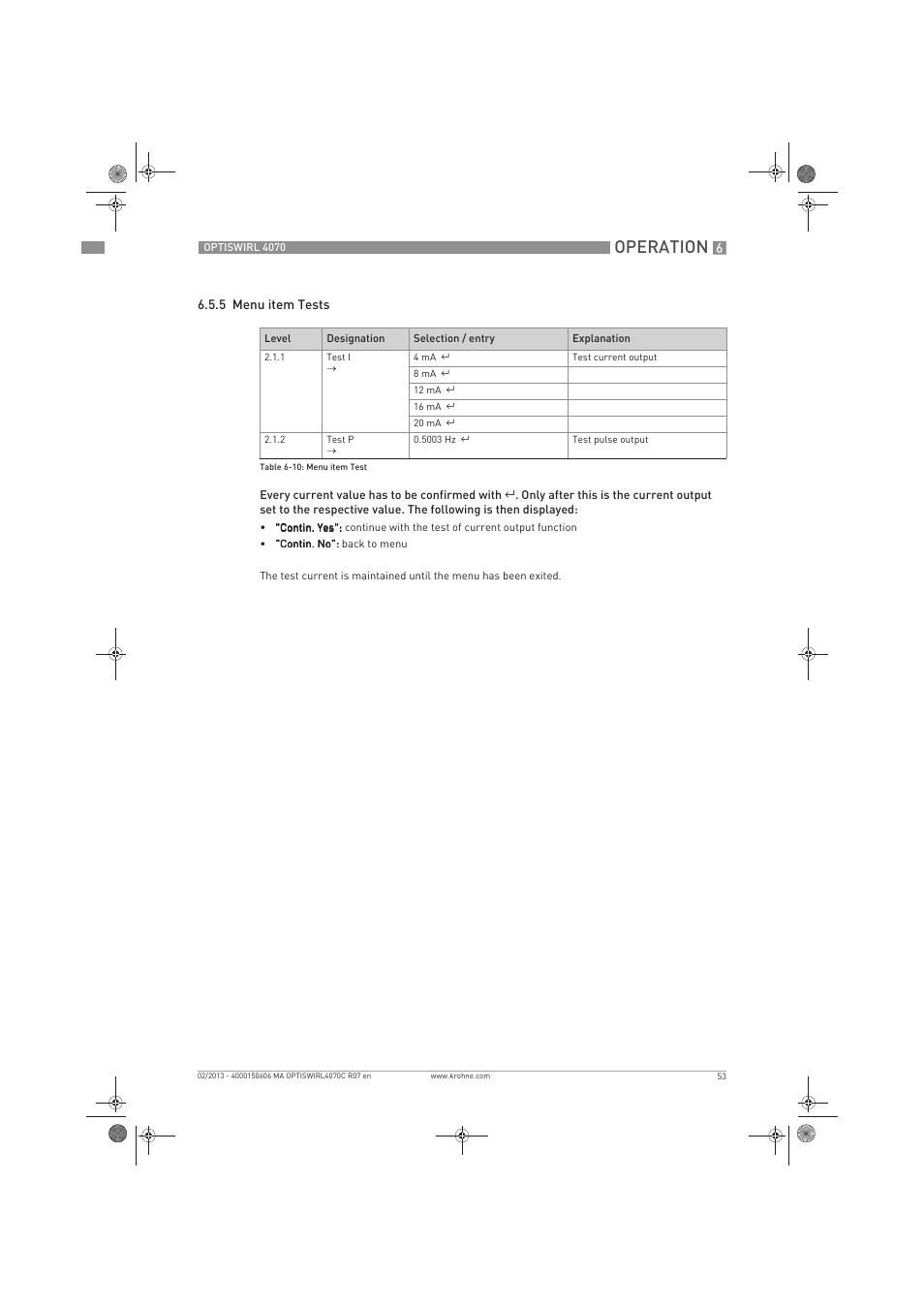 Operation | KROHNE OPTISWIRL 4070 EN User Manual | Page 53 / 84