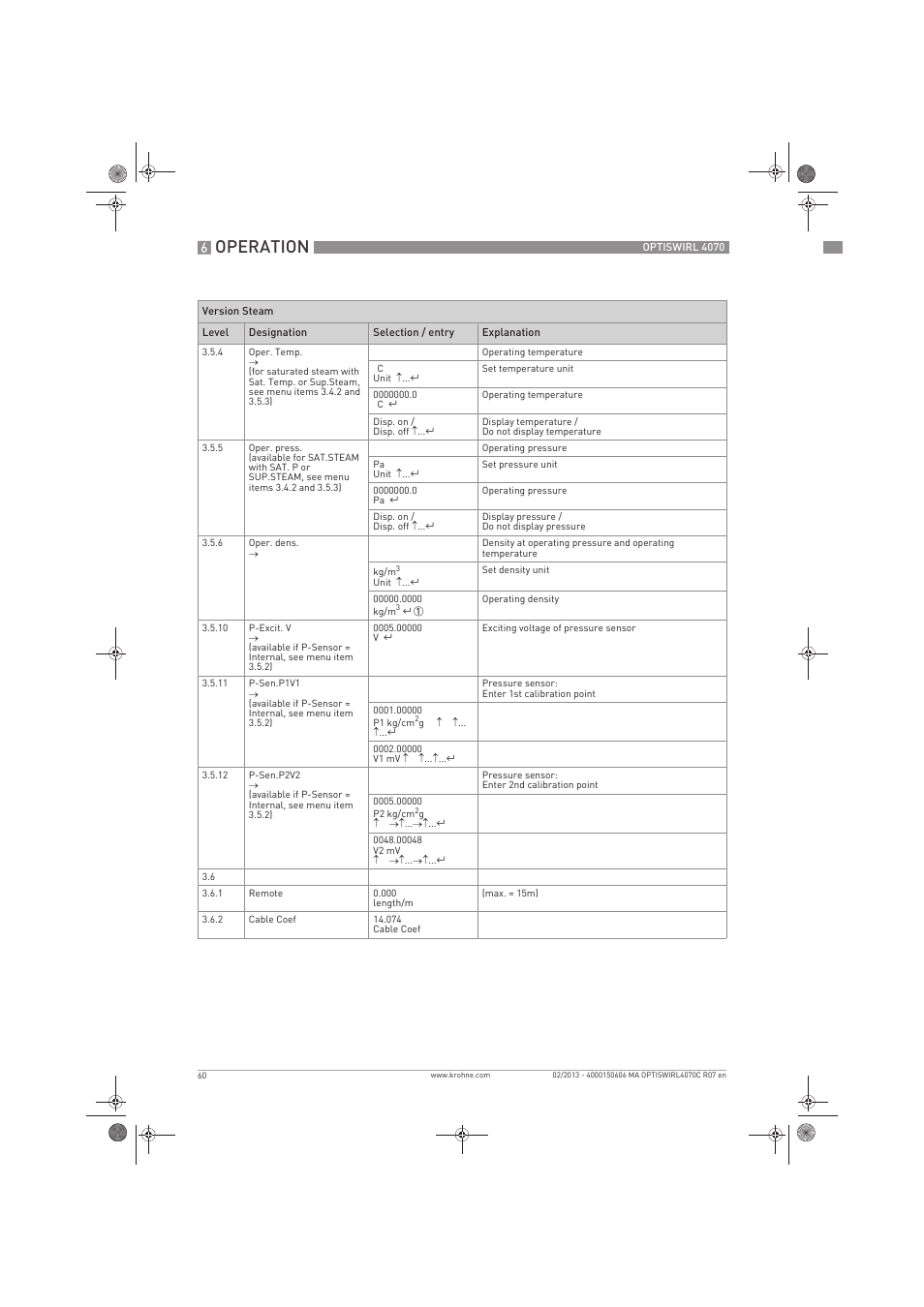 Operation | KROHNE OPTISWIRL 4070 EN User Manual | Page 60 / 84