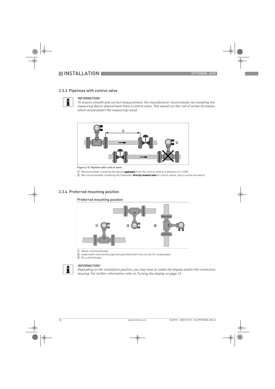 Installation | KROHNE OPTISWIRL 4070 Quickstart EN User Manual | Page 10 / 28