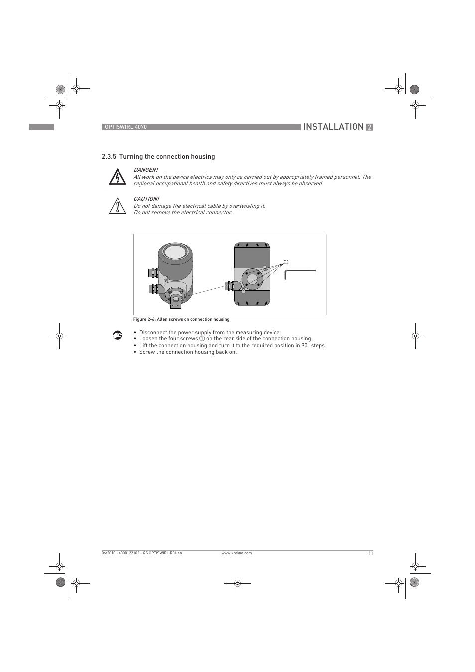 Installation | KROHNE OPTISWIRL 4070 Quickstart EN User Manual | Page 11 / 28