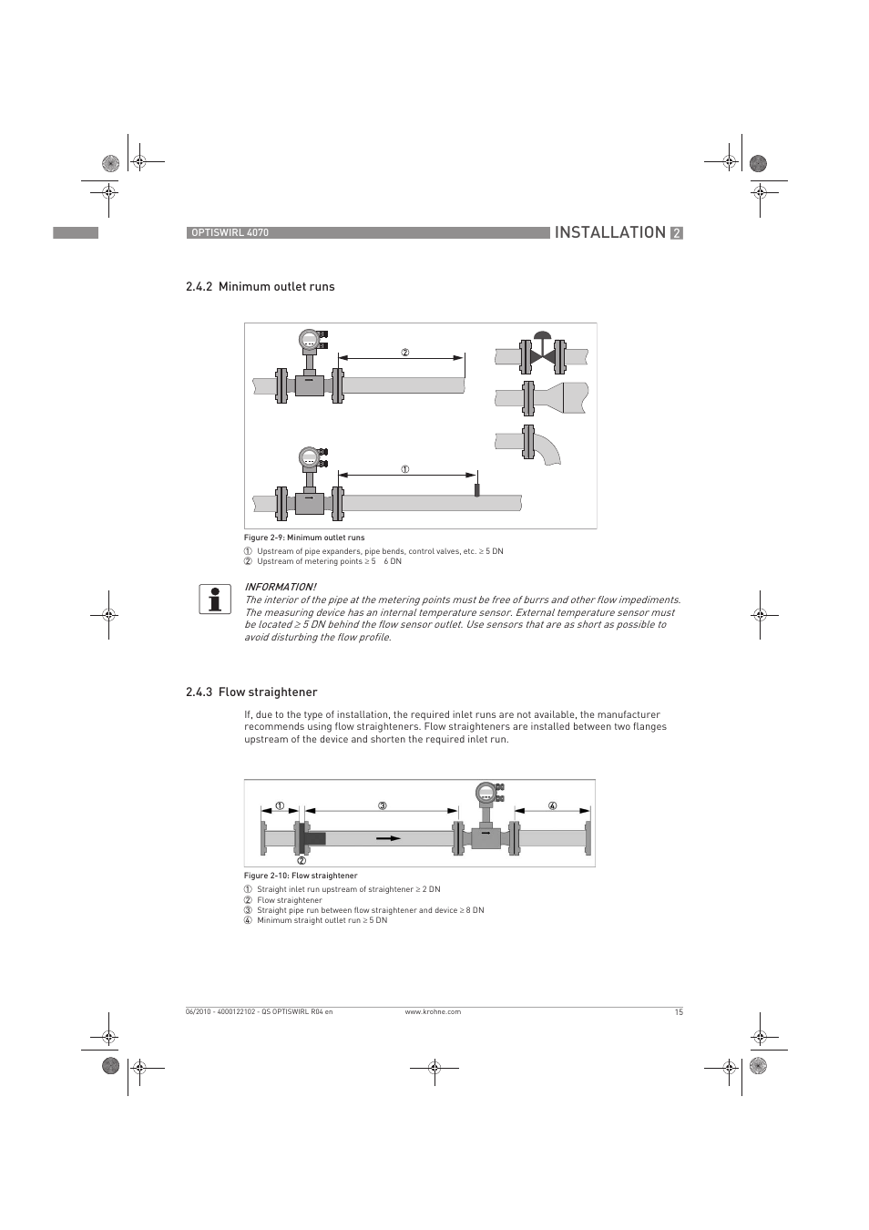 Installation | KROHNE OPTISWIRL 4070 Quickstart EN User Manual | Page 15 / 28