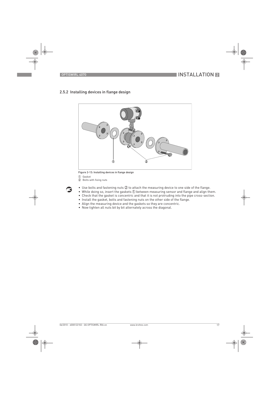 Installation | KROHNE OPTISWIRL 4070 Quickstart EN User Manual | Page 17 / 28