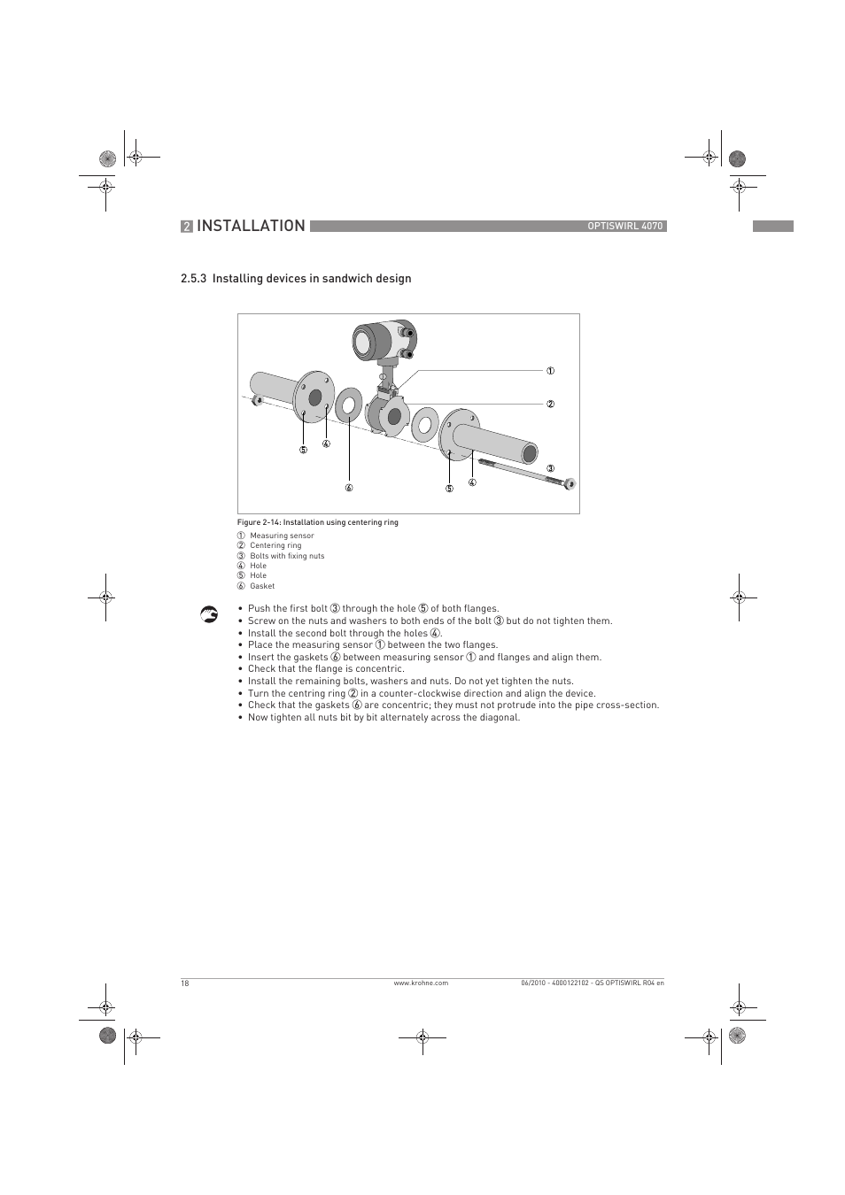 Installation | KROHNE OPTISWIRL 4070 Quickstart EN User Manual | Page 18 / 28