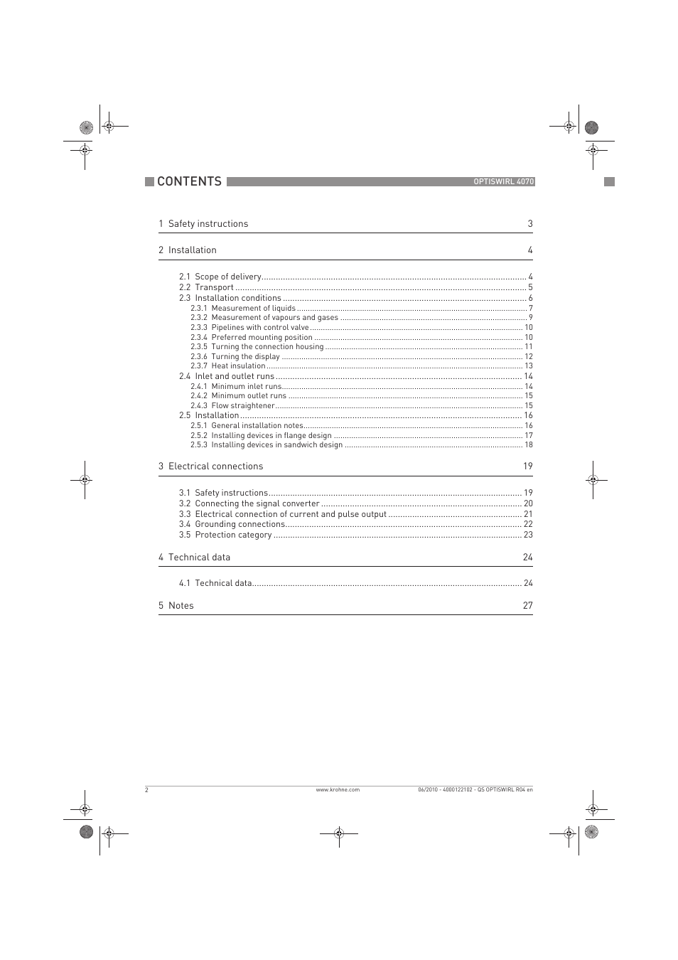 KROHNE OPTISWIRL 4070 Quickstart EN User Manual | Page 2 / 28