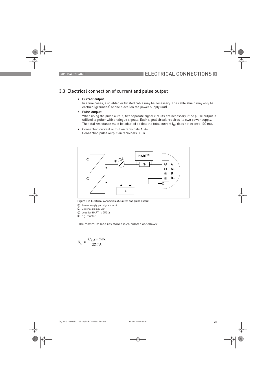 Electrical connections | KROHNE OPTISWIRL 4070 Quickstart EN User Manual | Page 21 / 28