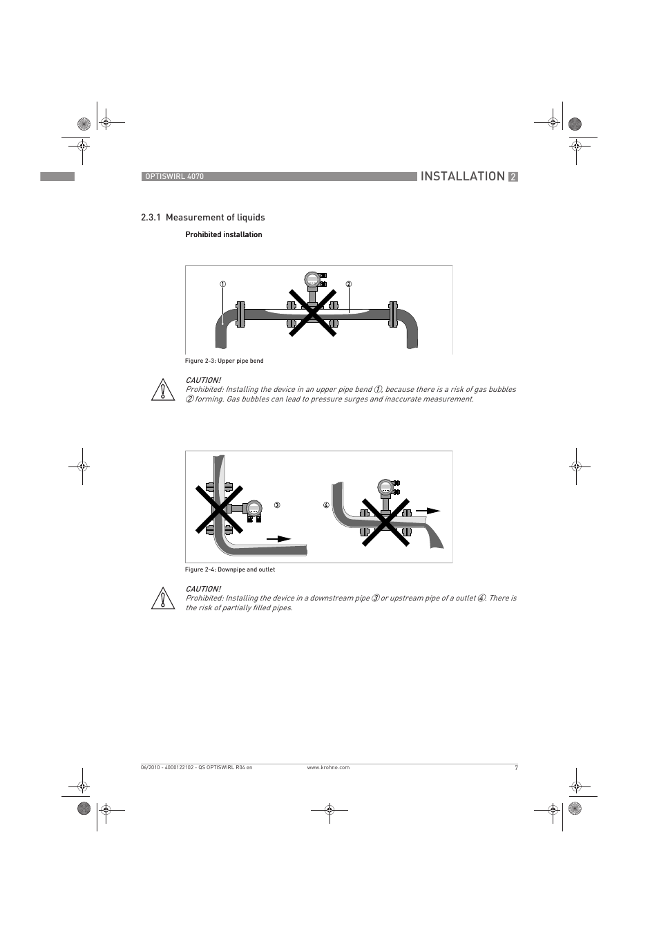 Installation | KROHNE OPTISWIRL 4070 Quickstart EN User Manual | Page 7 / 28