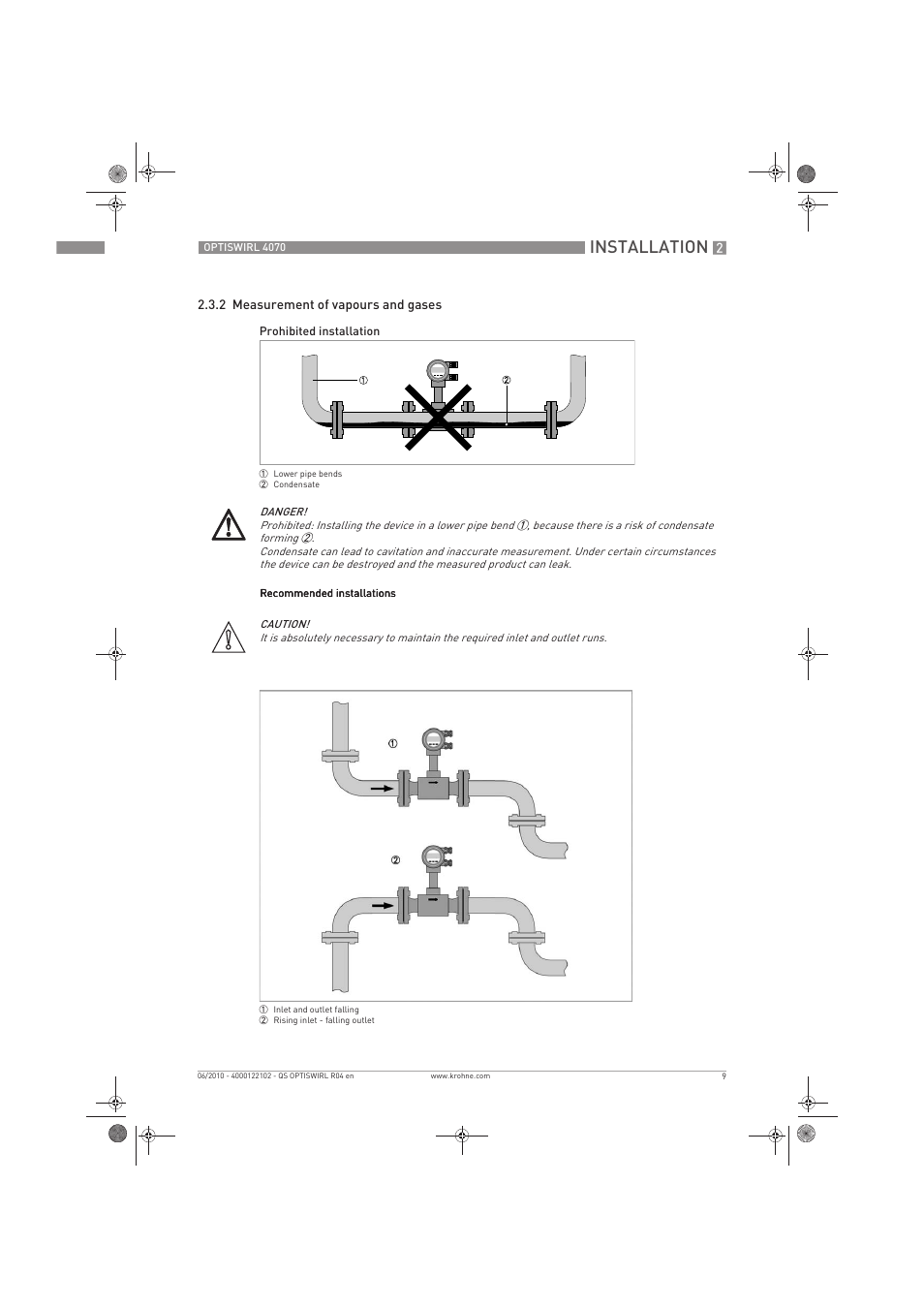 Installation | KROHNE OPTISWIRL 4070 Quickstart EN User Manual | Page 9 / 28