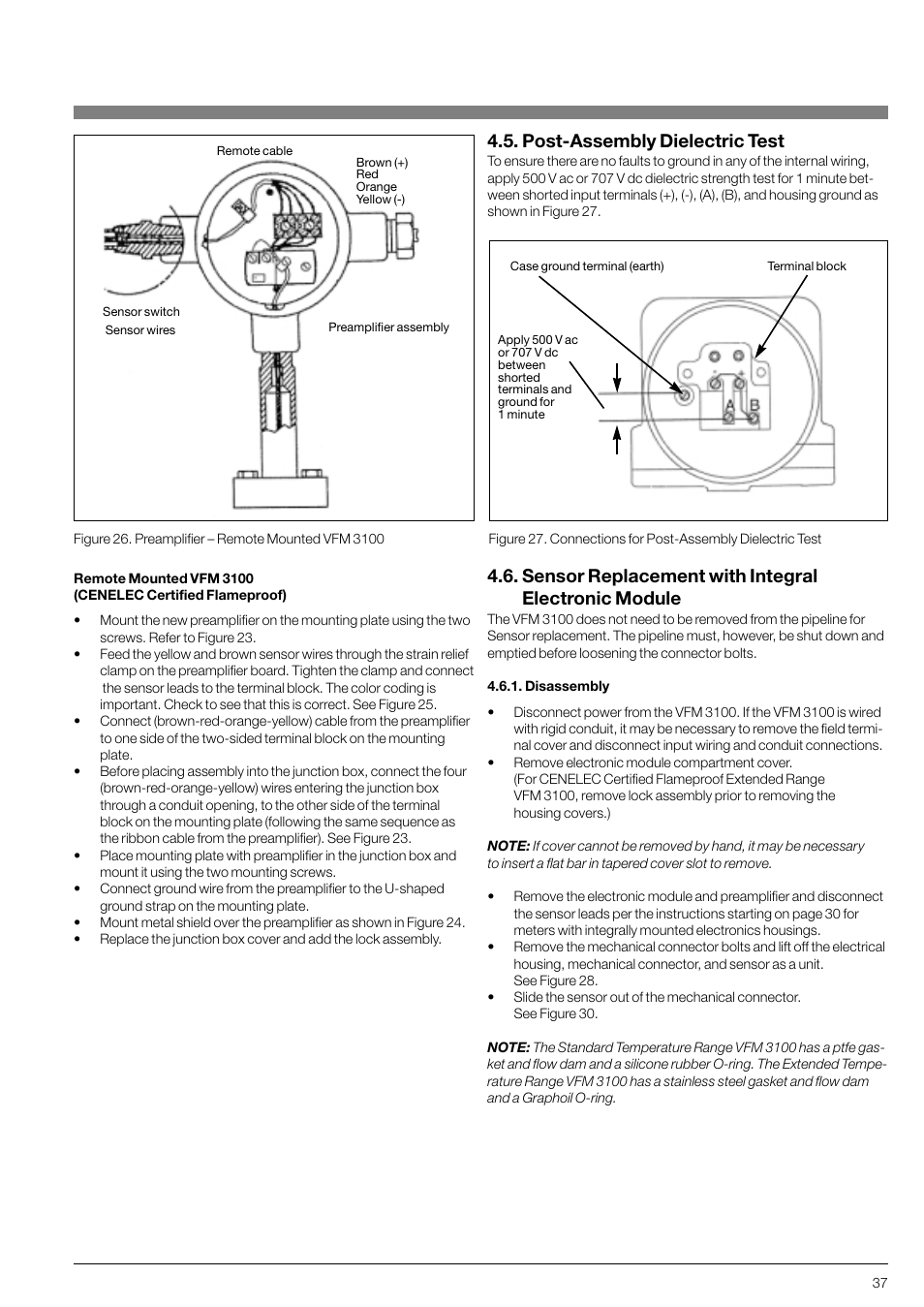 Sensor replacement with integral electronic module, Post-assembly dielectric test | KROHNE VFM 3100 EN User Manual | Page 37 / 61