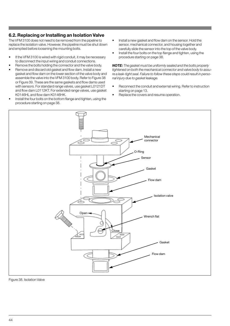 Replacing or installing an isolation valve | KROHNE VFM 3100 EN User Manual | Page 44 / 61