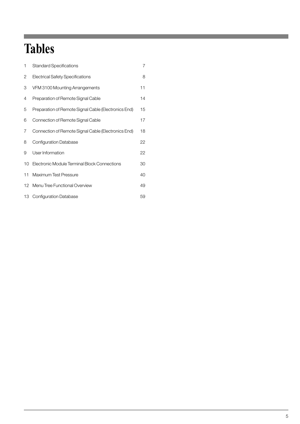 Tables | KROHNE VFM 3100 EN User Manual | Page 5 / 61