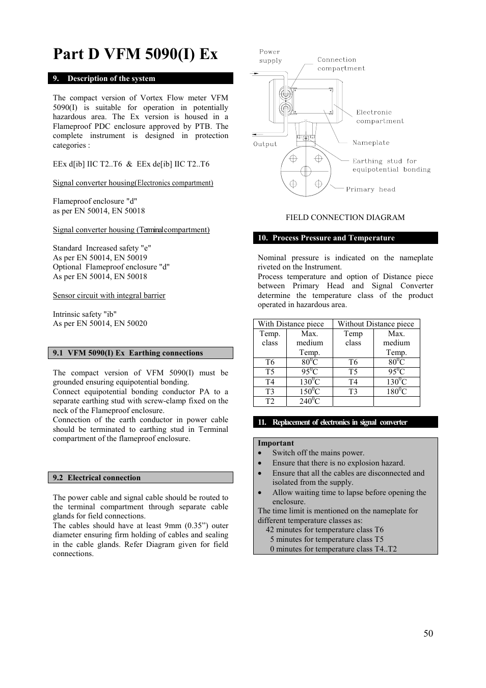 Part d vfm 5090(i) ex, Important | KROHNE VFM 5090 EN User Manual | Page 53 / 81