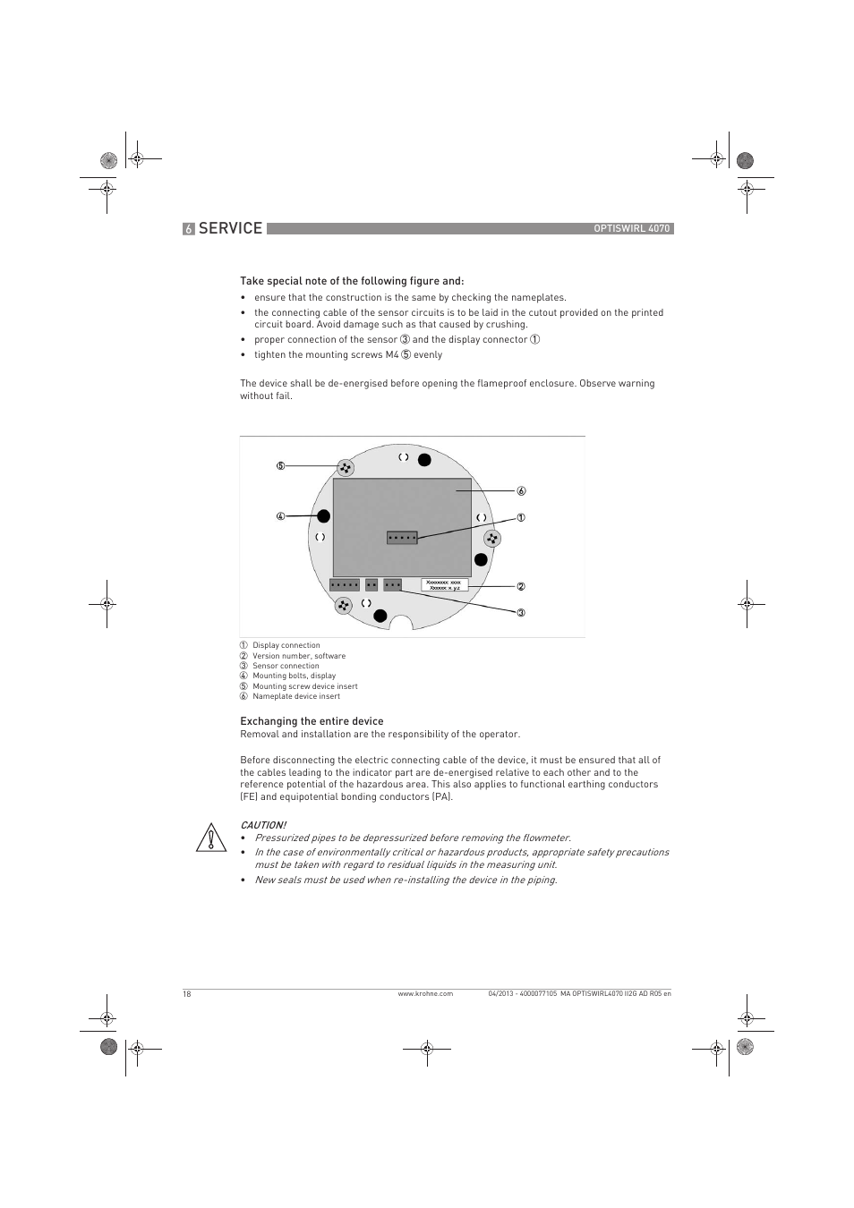 Service | KROHNE OPTISWIRL 4070 ATEX II2G EN User Manual | Page 18 / 20