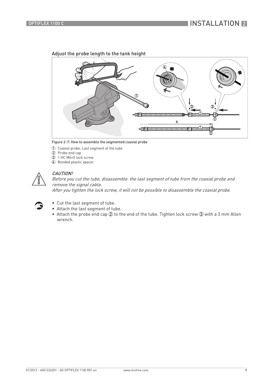 Installation | KROHNE OPTIFLEX 1100C Quickstart EN User Manual | Page 9 / 20